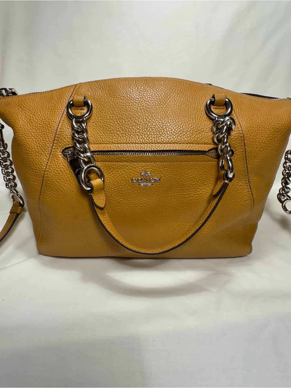 Coach Chain Prairie Satchel 59501 Chestnut Pebbled Leather Crossbody